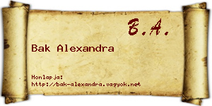 Bak Alexandra névjegykártya