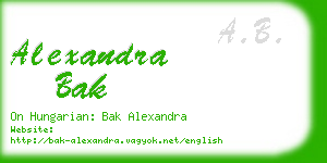 alexandra bak business card